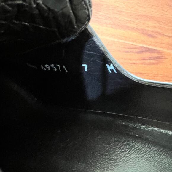 Stuart Weitzman Silver Grey Pewter Square Toe Lace Up Bootie Heels Womens 7 - Picture 9 of 10